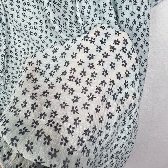 NEW LANE BRYANT Boho Sheer Blue Floral V Neck Tassels Women's Peasant Top 24 - Picture 4 of 11